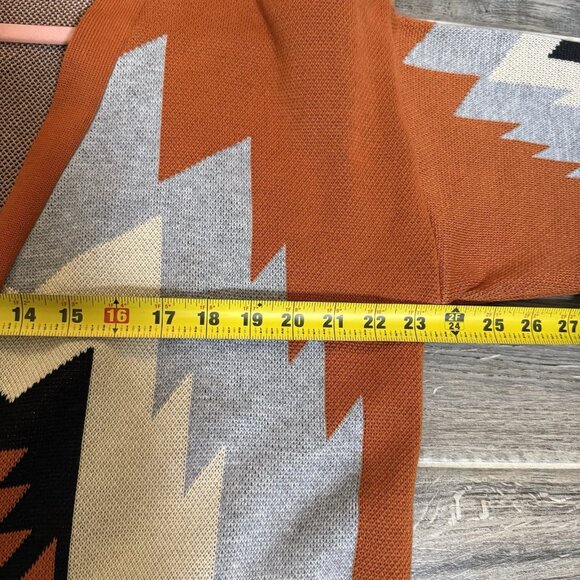 Women’s Cardigan Open Duster Southwestern Aztec Tribal Size L Long Sleeve - Picture 7 of 9